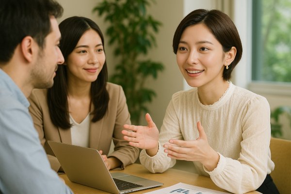 丁寧な言葉で説明する様子